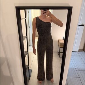 Windsor Glittering Black One-Shoulder Jumpsuit